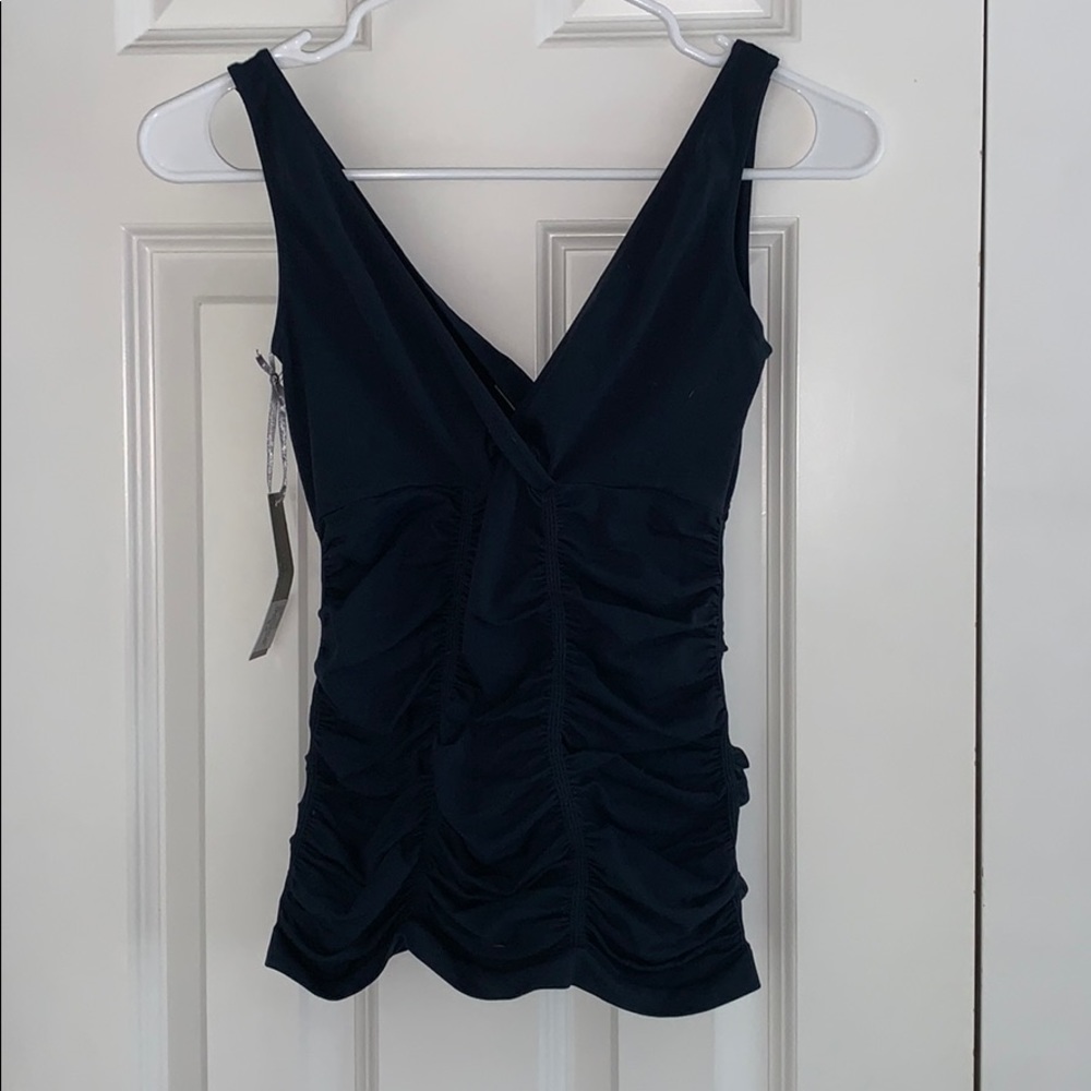 Blue ruched tank top